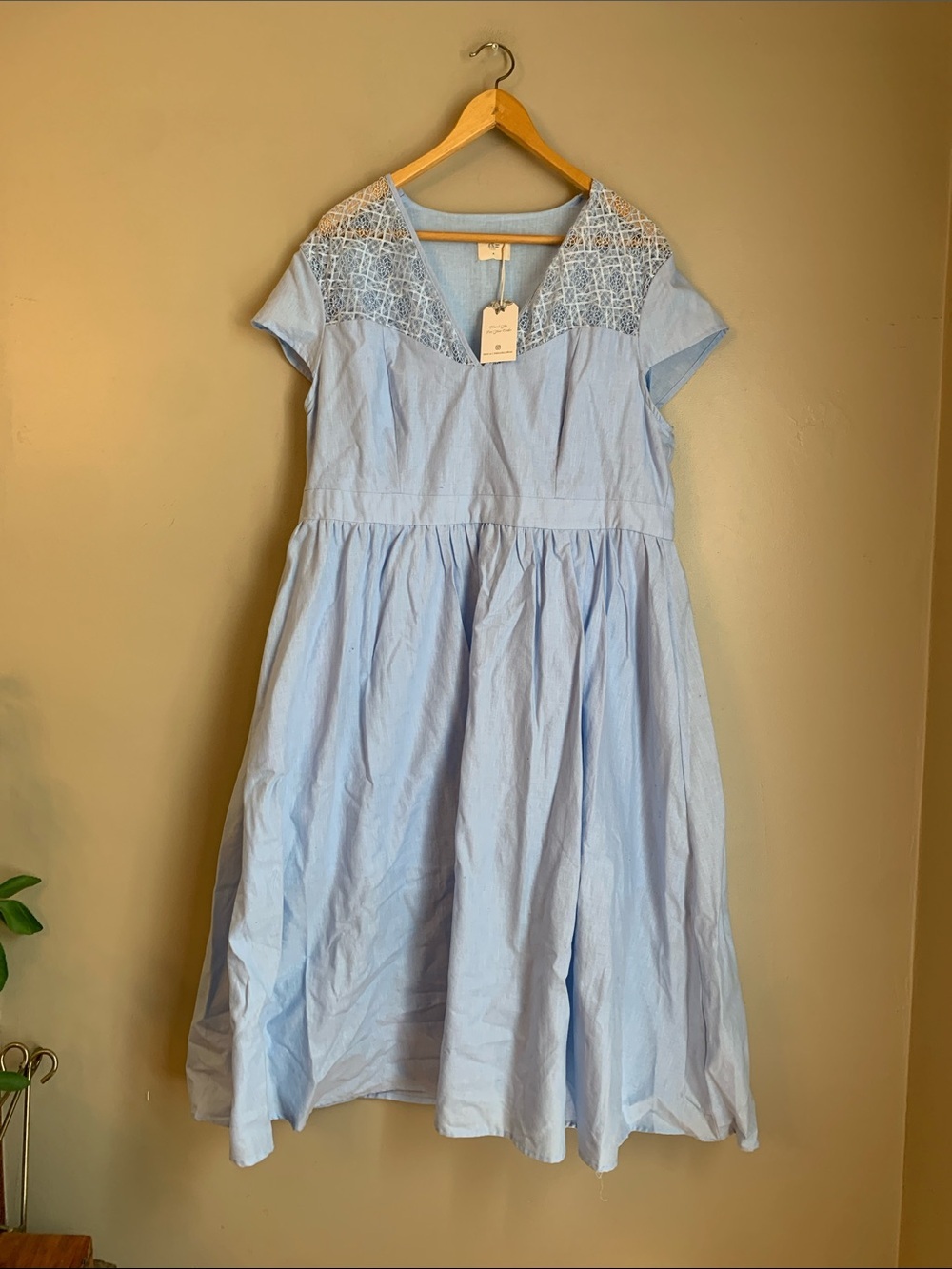 NWT's Linen Vibes Dress Vintage Chambray Denim Blue Retro Garden Spring size XL